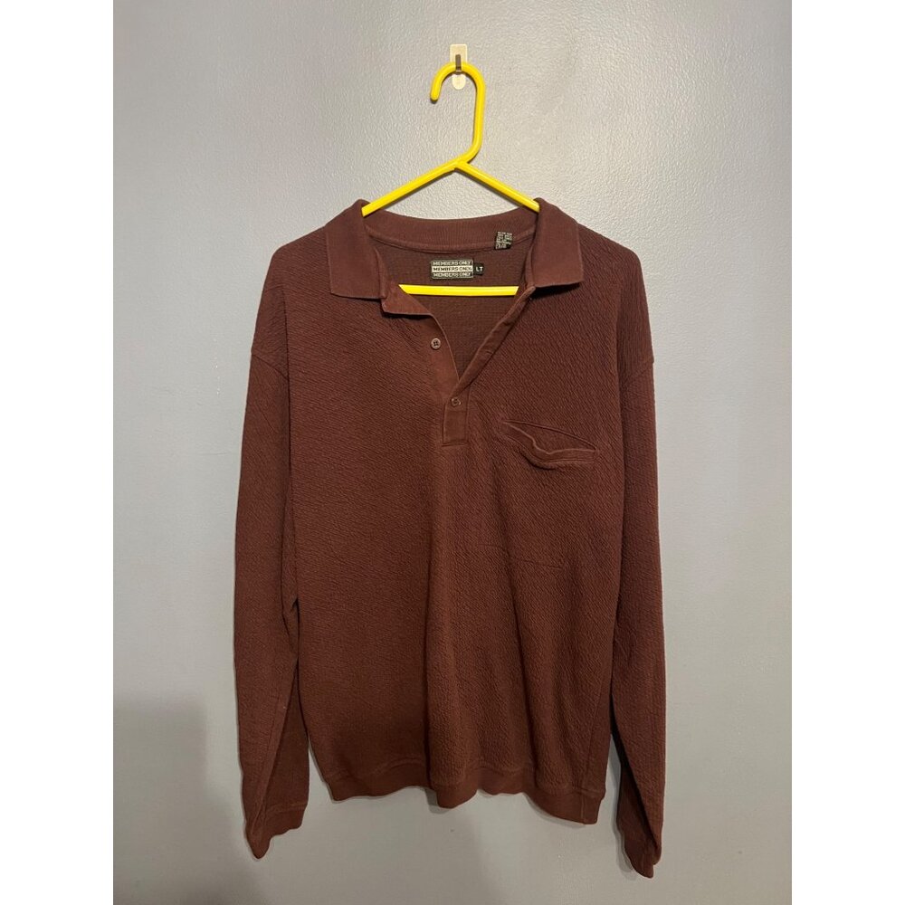 VTG Men’s Members Only Textured 3/4‎ Button Sweater W Breast Pocket Maroon SZ LT